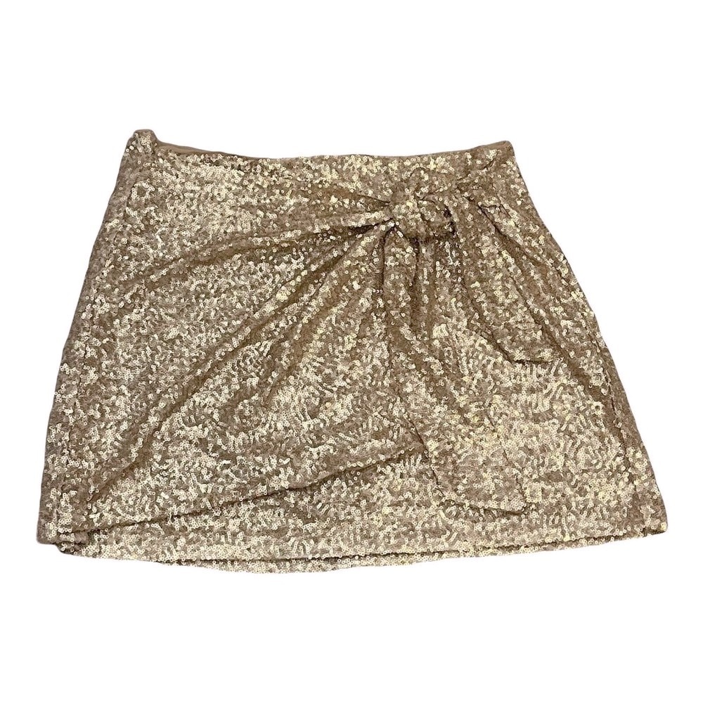 House of Harlow 1960 Mini Skirt Sequin Knot Gold M/L